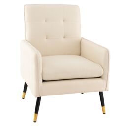 Costway Upholstered Sofa Chair Modern Accent Armchair Leisure Lounge Chair in Beige - thumbnail 1