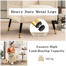 Costway Upholstered Sofa Chair Modern Accent Armchair Leisure Lounge Chair in Beige - thumbnail 8