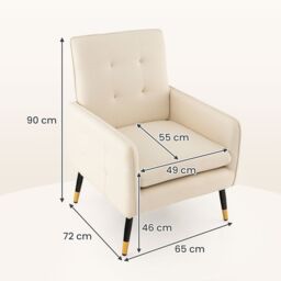 Costway Upholstered Sofa Chair Modern Accent Armchair Leisure Lounge Chair in Beige - thumbnail 2