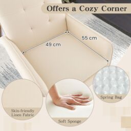 Costway Upholstered Sofa Chair Modern Accent Armchair Leisure Lounge Chair in Beige - thumbnail 7