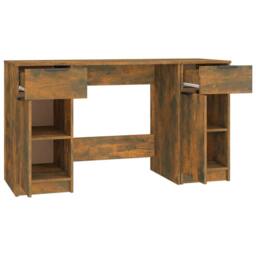 Berkfield Home Desk with Side Cabinet Smoked Oak Engineered Wood in Brown - thumbnail 7