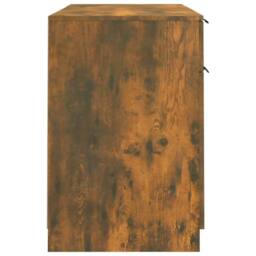 Berkfield Home Desk with Side Cabinet Smoked Oak Engineered Wood in Brown - thumbnail 8