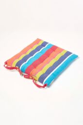 Homescapes 4 Pack Seat Pads Cotton Multi Striped Indoor Outdoor Garden Cushion, 40cm - Size: 40 cm x 40 cm - thumbnail 3