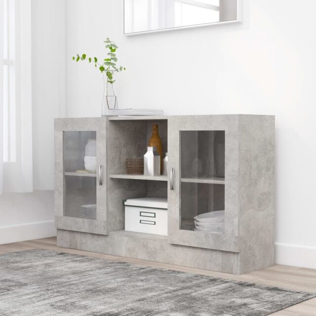 Berkfield Home Vitrine Cabinet Concrete Grey 120x30.5x70 cm Engineered Wood - image 1