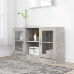 Berkfield Home Vitrine Cabinet Concrete Grey 120x30.5x70 cm Engineered Wood - thumbnail 1