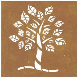 Berkfield Home Garden Wall Decoration 55x55 cm Corten Steel Tree Design in Brown - thumbnail 4