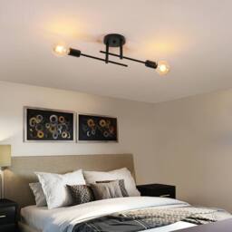 Pheashine Black 2-Light Linear Semi Flush Ceiling Light, E27 Base, Bulbs Not - thumbnail 5