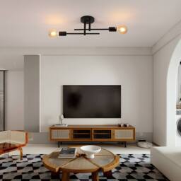Pheashine Black 2-Light Linear Semi Flush Ceiling Light, E27 Base, Bulbs Not - thumbnail 6
