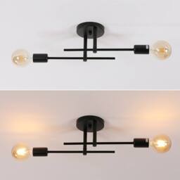 Pheashine Black 2-Light Linear Semi Flush Ceiling Light, E27 Base, Bulbs Not - thumbnail 3
