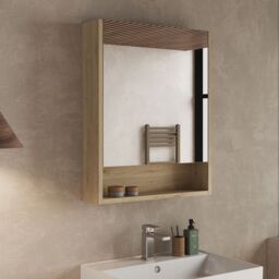 Banyetti Mino Single Door Bathroom Mirror Cabinet-Natural Oak in Light Oak - thumbnail 3