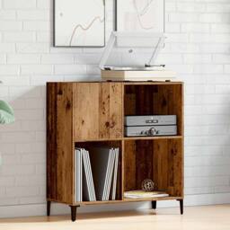 Berkfield Home Record Cabinet Old Wood 84.5x38x89 cm Engineered Wood in Brown - thumbnail 1