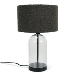ValueLights Jessy Black Glass Table Lamp With Charcoal Boucle Shade - thumbnail 2