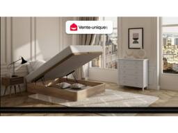 Vente-unique Ottoman Storage Bed Base - 160 X 200 Cm - Light Natural - HESTIA By in Light Oak - Size: Double - thumbnail 4