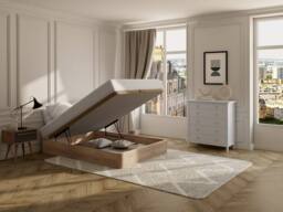 Vente-unique Ottoman Storage Bed Base - 160 X 200 Cm - Light Natural - HESTIA By in Light Oak - Size: Double - thumbnail 1