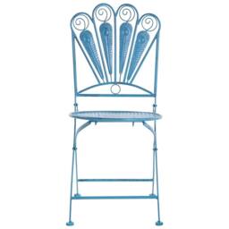 Wyld and Coco Prestige Peacock Folding Garden Chairs Set of 2 Blue Iron Frame - thumbnail 5