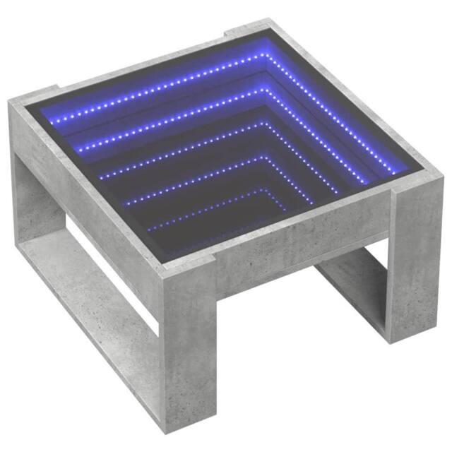 Berkfield Home Decorative Coffee Table with Infinity LED Concrete Grey 50x53x30 cm - Size: 50 x 53 x 30 cm - image 1