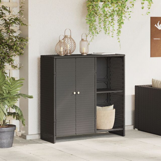 Berkfield Home Storage Cabinet Black 100x36x102 cm Rattan - Size: 100 x 36 x 102 cm - image 1