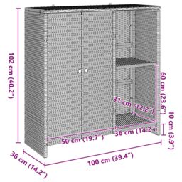Berkfield Home Storage Cabinet Black 100x36x102 cm Rattan - Size: 100 x 36 x 102 cm - thumbnail 6