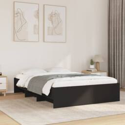 Berkfield Home Durable Bed Frame without Mattress Black 140x200 cm Engineered Wood - thumbnail 2