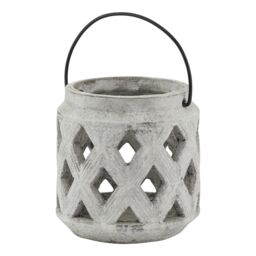 Love Lace Athena Stone Lattice Lantern in White - thumbnail 1