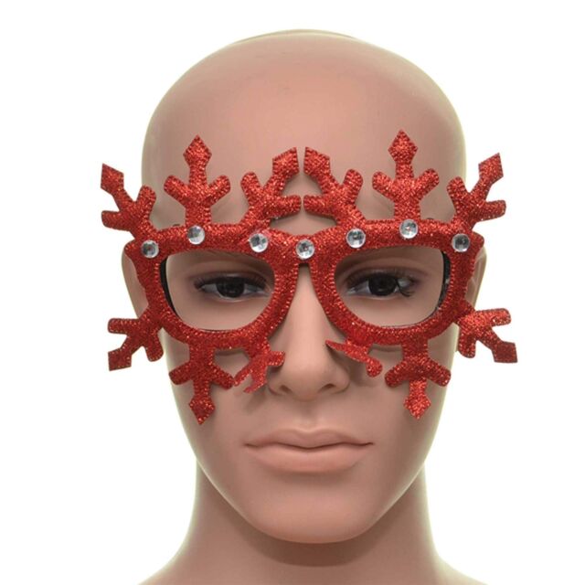 Shatchi Novelty Glitter Red Snowflake Christmas Glasses Christmas Party Props Photo Booth Accessories Stocking Fillers - image 1