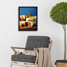 "Artery8 Wall Art Print Morocco Skyline Cityscape Modern Art Framed in Black - Size: W12"" x H16""" - thumbnail 2