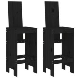Berkfield Home Beautiful Bar Stools 2 pcs Black 40x42x120 cm Solid Wood Pine - Size: 40 x 42 x 120 cm - thumbnail 3