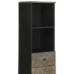 Berkfield Home Beautiful Bathroom Cabinet Black 38x33x160 cm Solid Wood Mango - Size: 38 x 33 x 160 cm - thumbnail 6