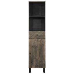 Berkfield Home Beautiful Bathroom Cabinet Black 38x33x160 cm Solid Wood Mango - Size: 38 x 33 x 160 cm