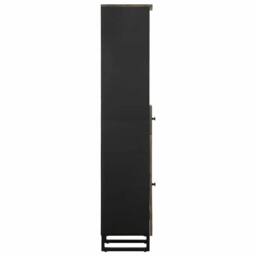 Berkfield Home Beautiful Bathroom Cabinet Black 38x33x160 cm Solid Wood Mango - Size: 38 x 33 x 160 cm - thumbnail 4