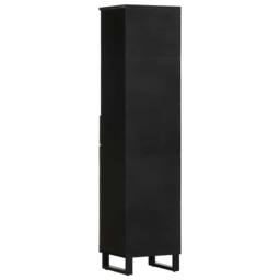 Berkfield Home Beautiful Bathroom Cabinet Black 38x33x160 cm Solid Wood Mango - Size: 38 x 33 x 160 cm - thumbnail 5