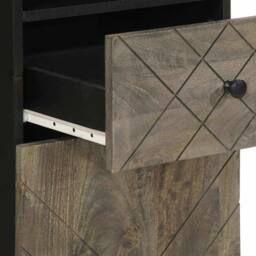 Berkfield Home Beautiful Bathroom Cabinet Black 38x33x160 cm Solid Wood Mango - Size: 38 x 33 x 160 cm - thumbnail 7