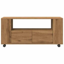 Berkfield Home TV Cabinet with Wheels Artisan Oak 102x34.5x43 cm Engineered Wood in Brown - thumbnail 4