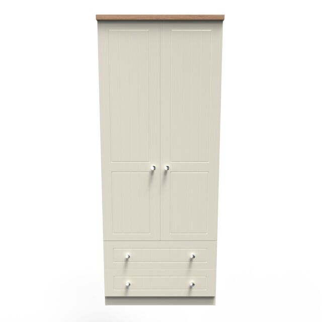 Ready Assembled 2 U Cambridge 2 Door 2 Drawer Wardrobe (Ready Assembled) in Cream - image 1