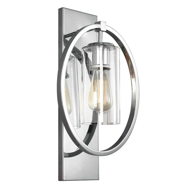 Loops Wall Light Door Knocker Hoop with Clear Glass Shade Polished Chrome LED E27 60W