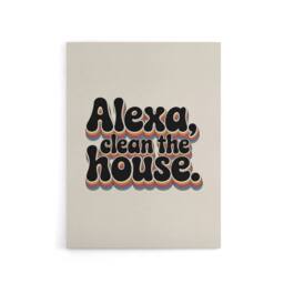 "Artery8 Assistant Clean The House Funky Retro Typography Canvas Wall Art Print in Beige - Size: W18"" x H24""" - thumbnail 1