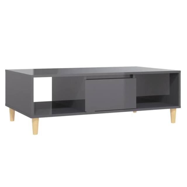 Berkfield Home Coffee Table High Gloss Grey 103.5x60x35 cm Engineered Wood - image 1