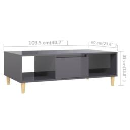 Berkfield Home Coffee Table High Gloss Grey 103.5x60x35 cm Engineered Wood - thumbnail 9