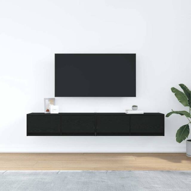 Berkfield Home TV Cabinets 2 pcs Black Oak 80x31x25.5 cm Engineered Wood - image 1
