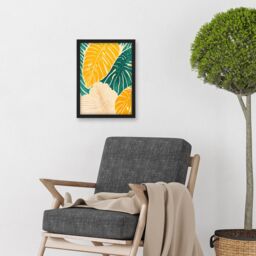 Artery8 Tropical Monstera Cheese Plant Leaf Boho Painting Artwork Framed Wall Art Print A4 in Black - thumbnail 2