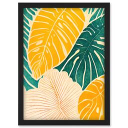 Artery8 Tropical Monstera Cheese Plant Leaf Boho Painting Artwork Framed Wall Art Print A4 in Black - thumbnail 1