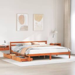 Berkfield Home Bed Frame without Mattress Wax Brown 180x200 cm Super King Solid Wood Pine - thumbnail 1