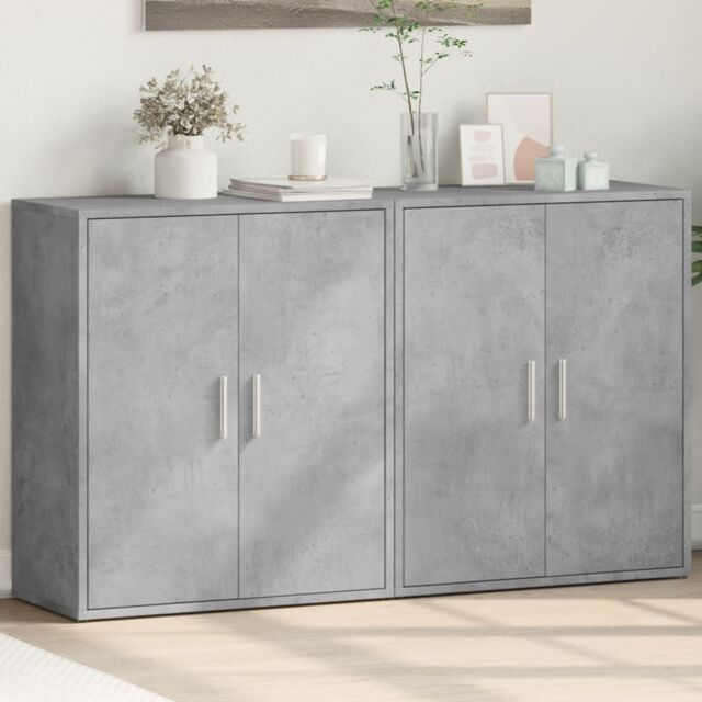 Berkfield Home Sideboards 2 pcs Concrete Grey 60x31x70 cm Engineered Wood - Size: 60 x 31 x 70 cm - image 1