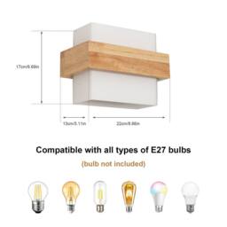 Pheashine Wooden LED Wall Light, Scandinavian Style, E27 Socket (Bulb Not ) in Light Brown - thumbnail 3