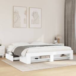 Berkfield Home Durable Bed Frame without Mattress White 180x200 cm Super King En - thumbnail 2