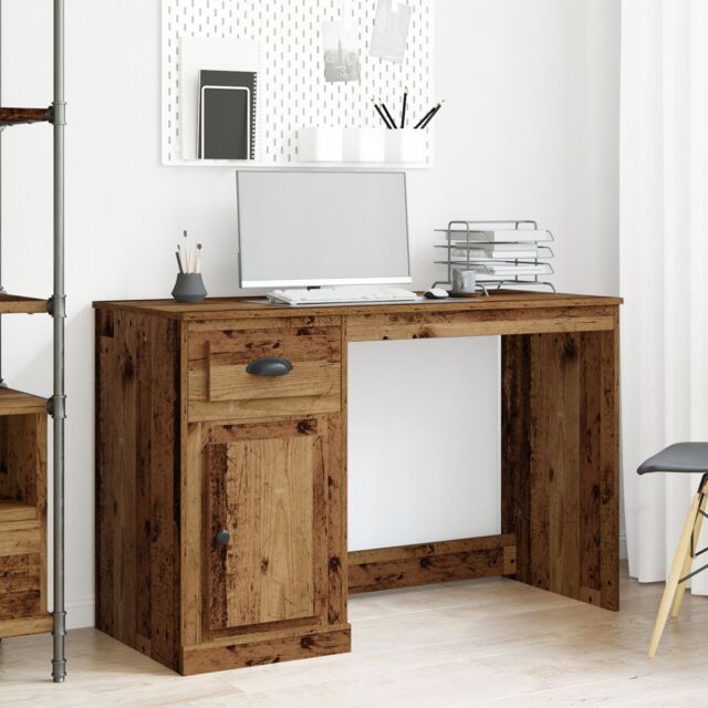 Berkfield Home Desk with Storage Old Wood 50x115x75 cm Engineered Wood in Brown - Size: 50 x 115 x 75 cm - image 1