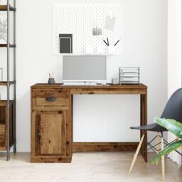 Berkfield Home Desk with Storage Old Wood 50x115x75 cm Engineered Wood in Brown - Size: 50 x 115 x 75 cm - thumbnail 4