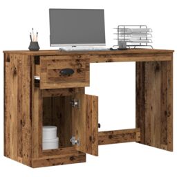 Berkfield Home Desk with Storage Old Wood 50x115x75 cm Engineered Wood in Brown - Size: 50 x 115 x 75 cm - thumbnail 3