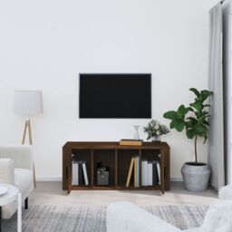 Berkfield Home TV Cabinet Brown Oak 100x35x40 cm Engineered Wood - Size: 100 x 35 x 40 cm - thumbnail 3