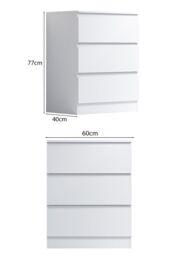 FWStyle Stora 3 Drawer White Chest Of Drawers (H) 77 (W) 60 (D) 40cm - thumbnail 6